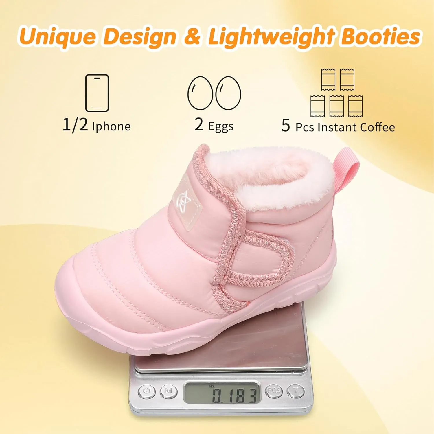 QFH Baby Boys Girls Winter Warm Shoes Cozy Fleece Snow Boots Toddler Non-Slip Walking Shoes Infant Outdoor Water Resistance Faux Fur Booties