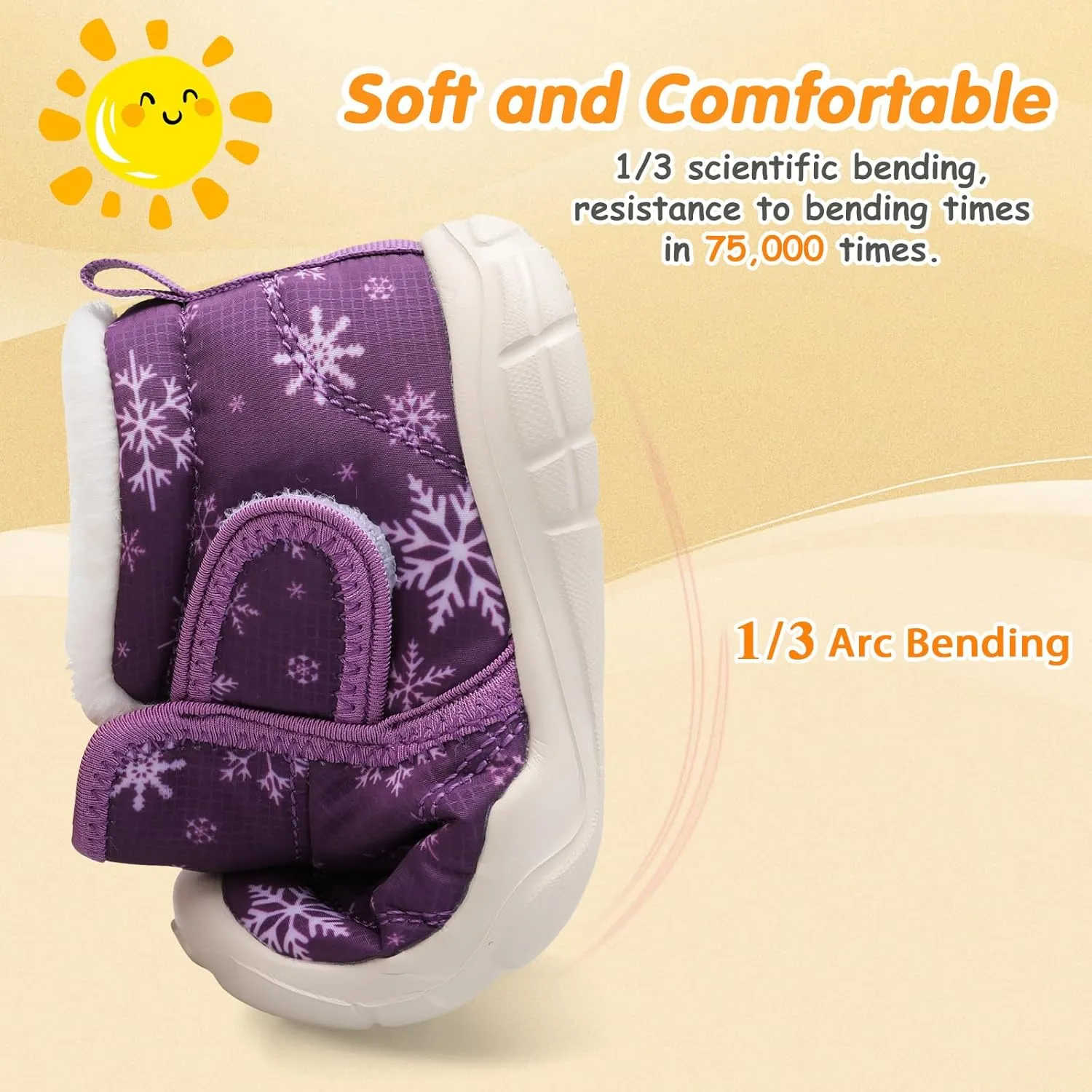 QFH Baby Boys Girls Winter Warm Shoes Cozy Fleece Snow Boots Toddler Non-Slip Walking Shoes Infant Outdoor Water Resistance Faux Fur Booties