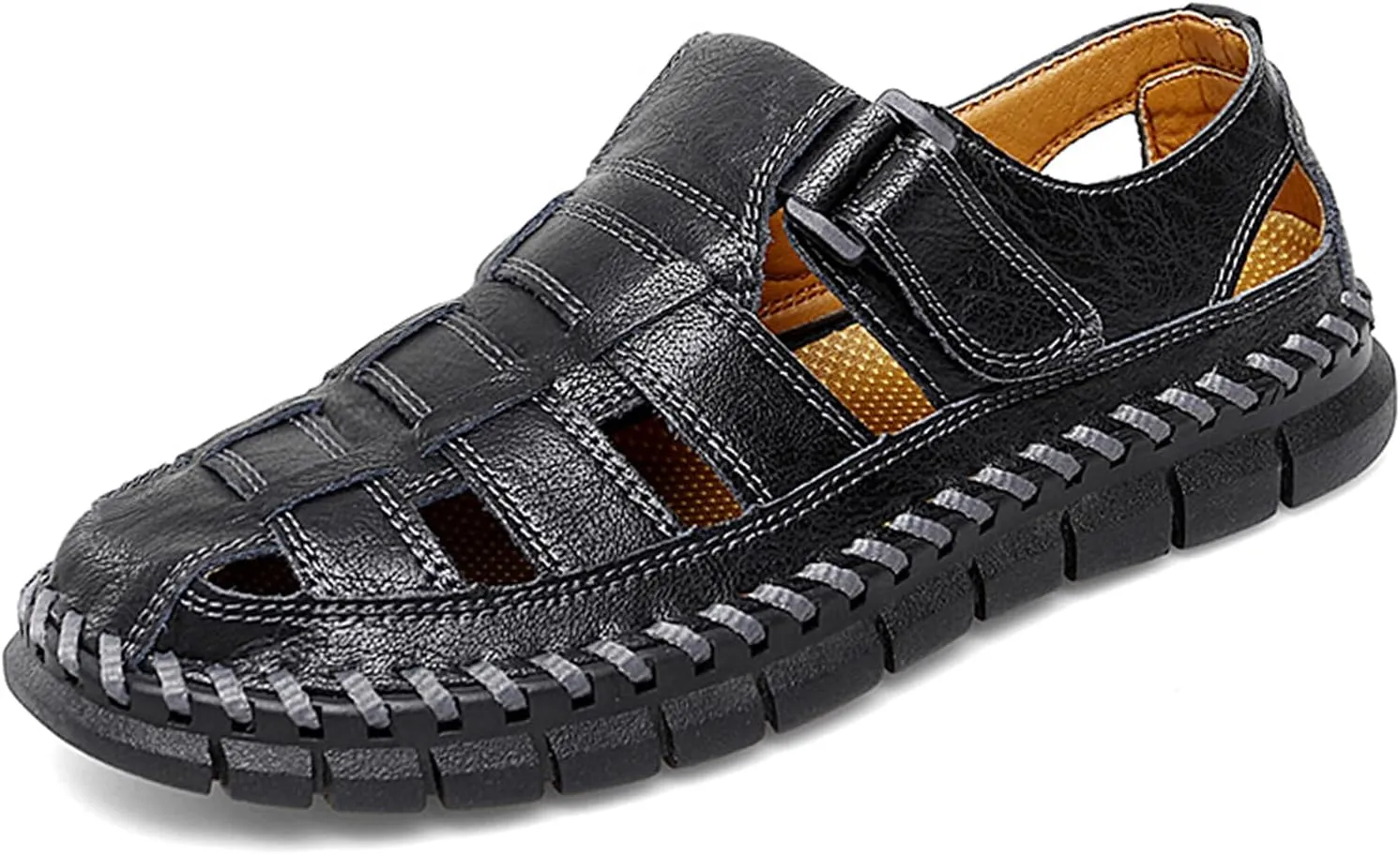 Qiucdzi Men Sandals Closed Toe Hiking Sandals Waterproof Fisherman Walking Sandals for Summer Beach