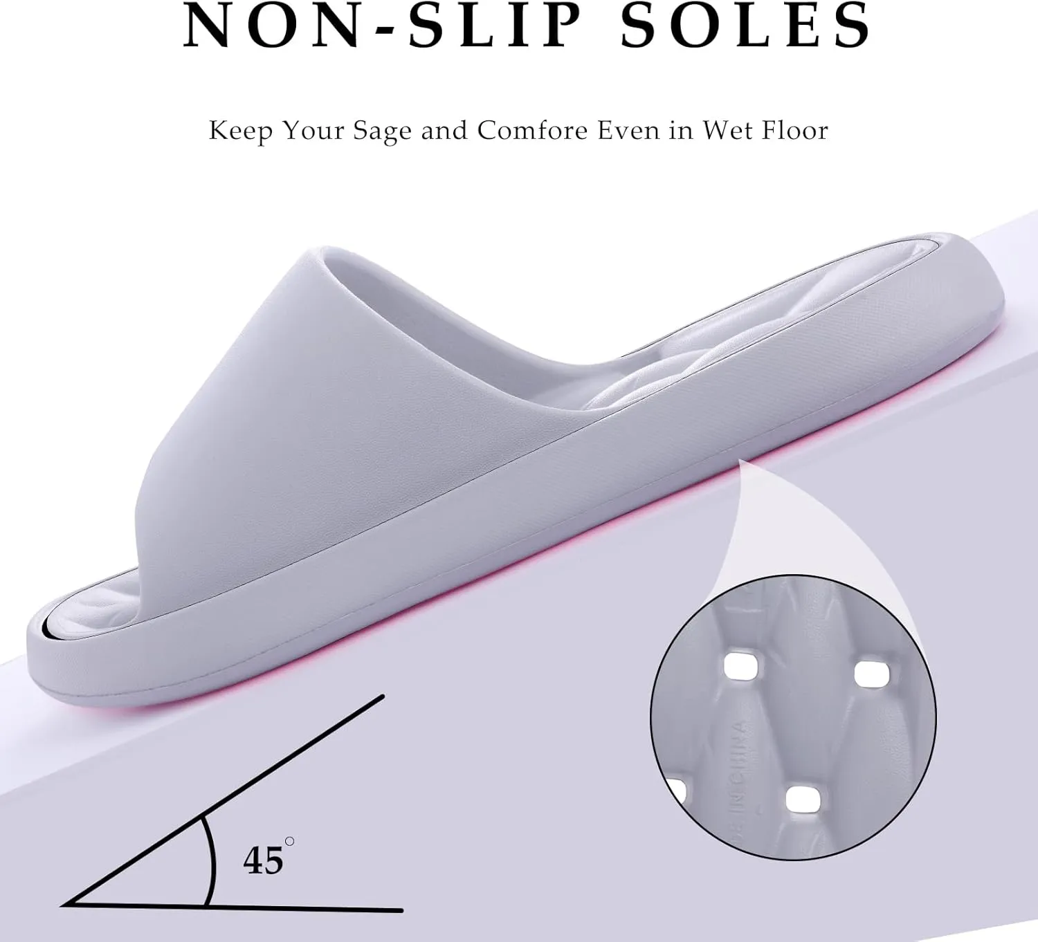 Quick Drying Shower Shoes Men Lightweight Shower Slippers with Drain Hole Soft Women Bathroom Slippers for Gym, Spa, Pool Anti-Slip Shower Shors Home Bathing Slipper Sandals