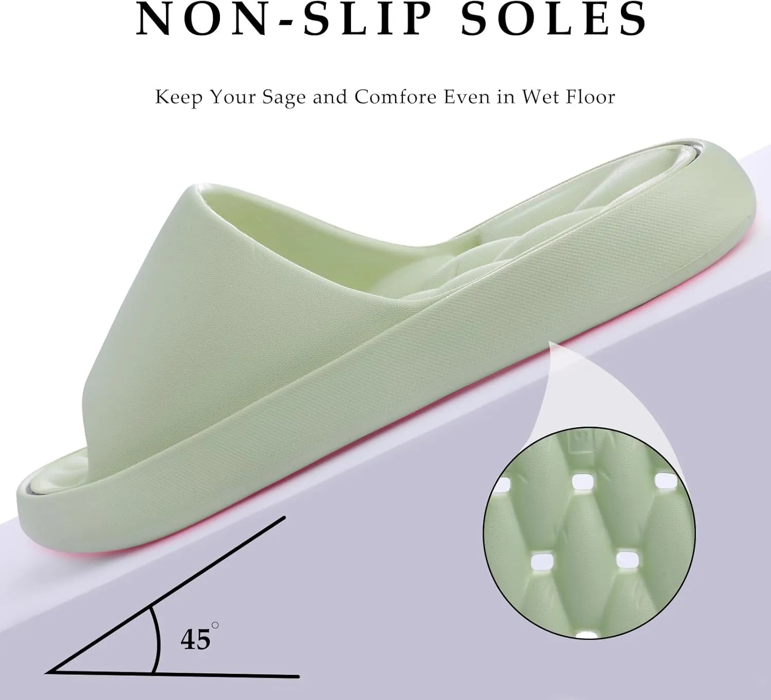 Quick Drying Shower Shoes Men Lightweight Shower Slippers with Drain Hole Soft Women Bathroom Slippers for Gym, Spa, Pool Anti-Slip Shower Shors Home Bathing Slipper Sandals