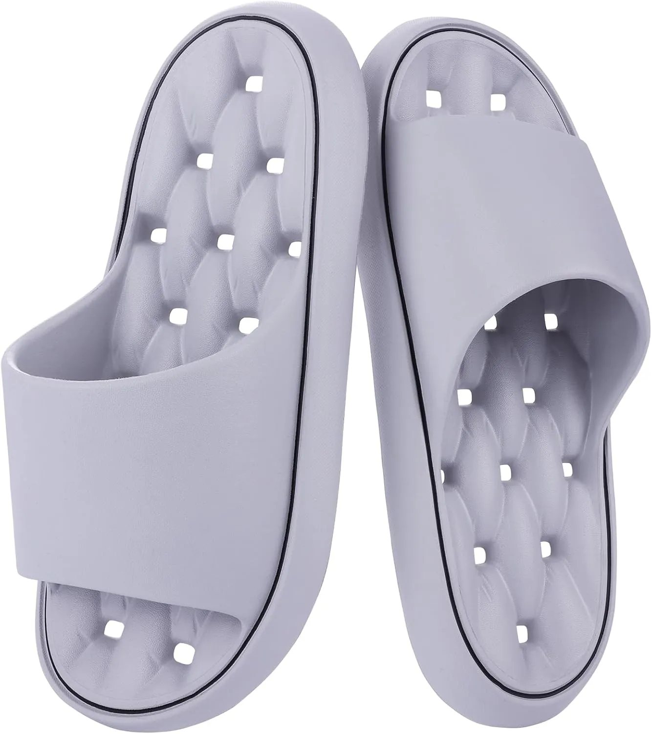 Quick Drying Shower Shoes Men Lightweight Shower Slippers with Drain Hole Soft Women Bathroom Slippers for Gym, Spa, Pool Anti-Slip Shower Shors Home Bathing Slipper Sandals