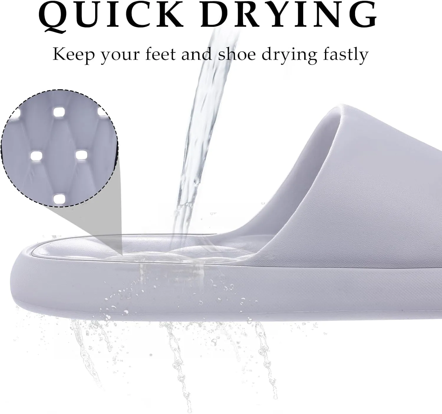 Quick Drying Shower Shoes Men Lightweight Shower Slippers with Drain Hole Soft Women Bathroom Slippers for Gym, Spa, Pool Anti-Slip Shower Shors Home Bathing Slipper Sandals