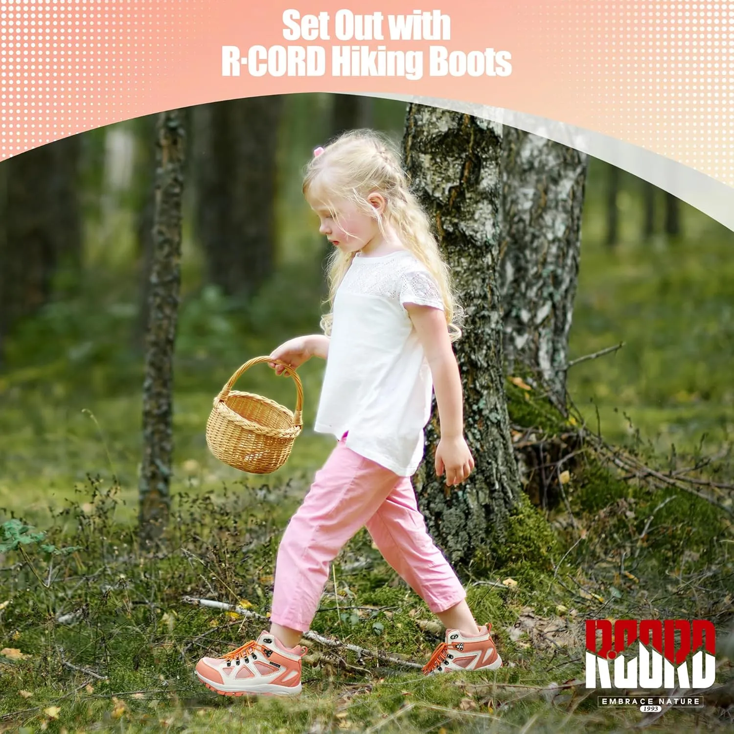 R CORD Kids Hiking Boots Girls Hiking Boots Waterproof Non-Slip for Outdoor Lace-Up Closure Durable TPR Traction Outsole Kids Hiking Shoes