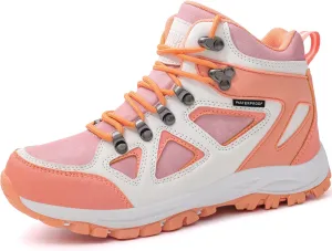 R CORD Kids Hiking Boots Girls Hiking Boots Waterproof Non-Slip for Outdoor Lace-Up Closure Durable TPR Traction Outsole Kids Hiking Shoes