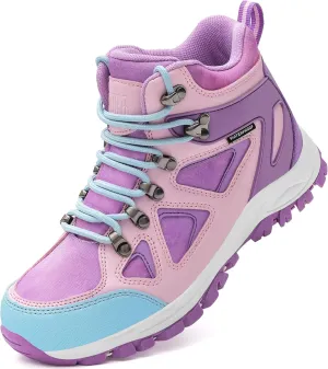 R CORD Kids Hiking Boots Waterproof Durable TPR Traction Outsole Anti-Skid Athletic Lace Up Hiking Shoes for Outdoor Adventure