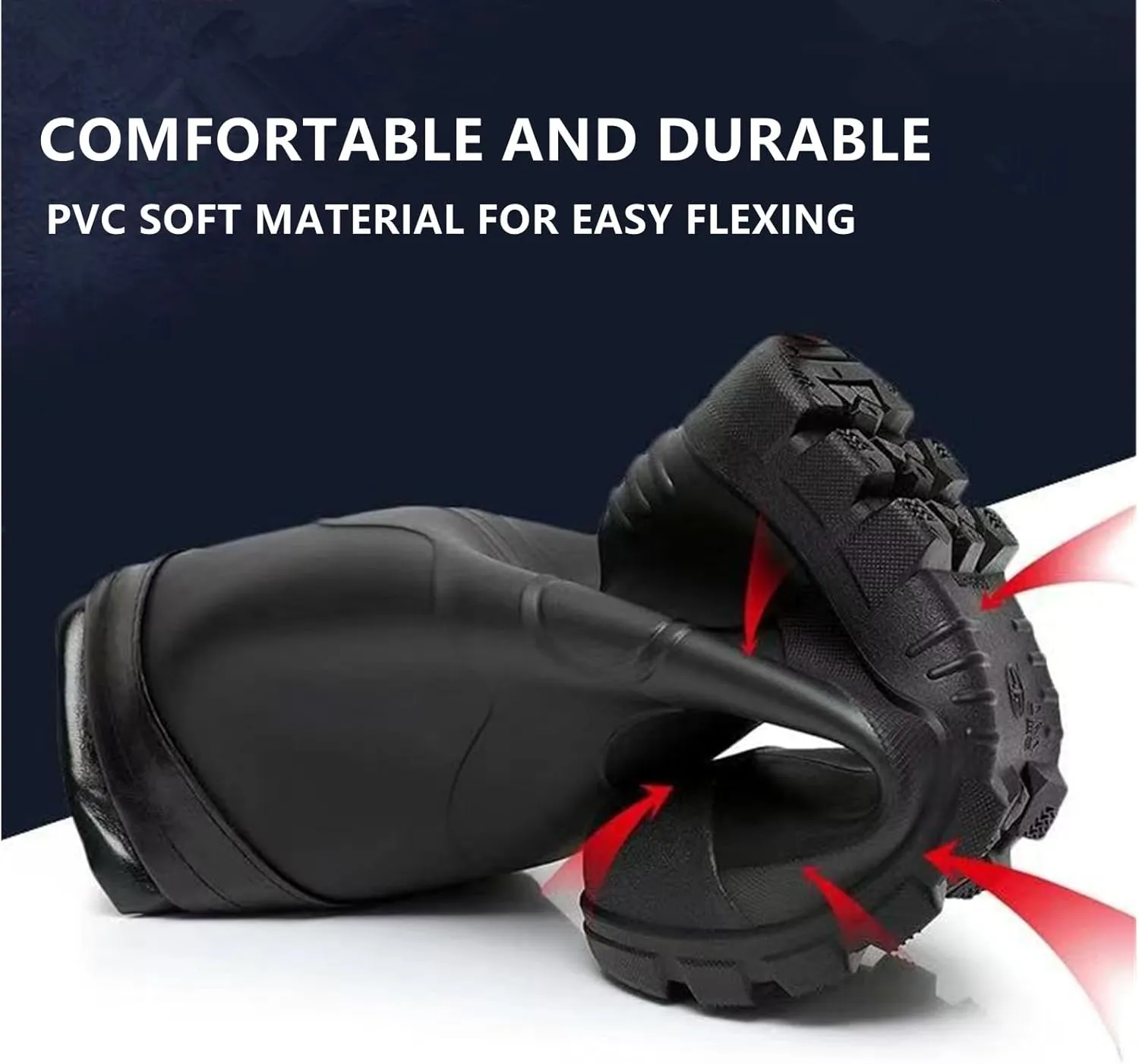 Rain Boots Knee High for Men Waterproof Boot with PVC Rubber Mud Boots Mens, Comfort Lightweight Gardening Fishing Shoes for Yard Farm Outdoor Work