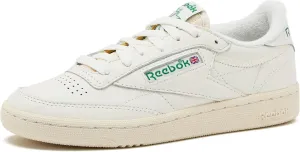 Reebok Club C 85 Vintage Tennis Sneakers, Casual White Womens Shoes, Chalk/Alabaster/Glen Green, 5.5