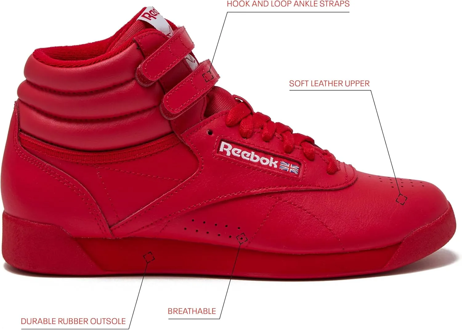 Reebok Women's Freestyle Hi High Top Sneakers for Women, Black or White Basketball and Tennis Shoes Womens Size 5-12