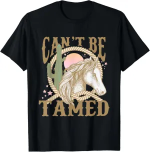 Retro Horse Desert Cactus Sunset Can't Be Tamed Western T-Shirt