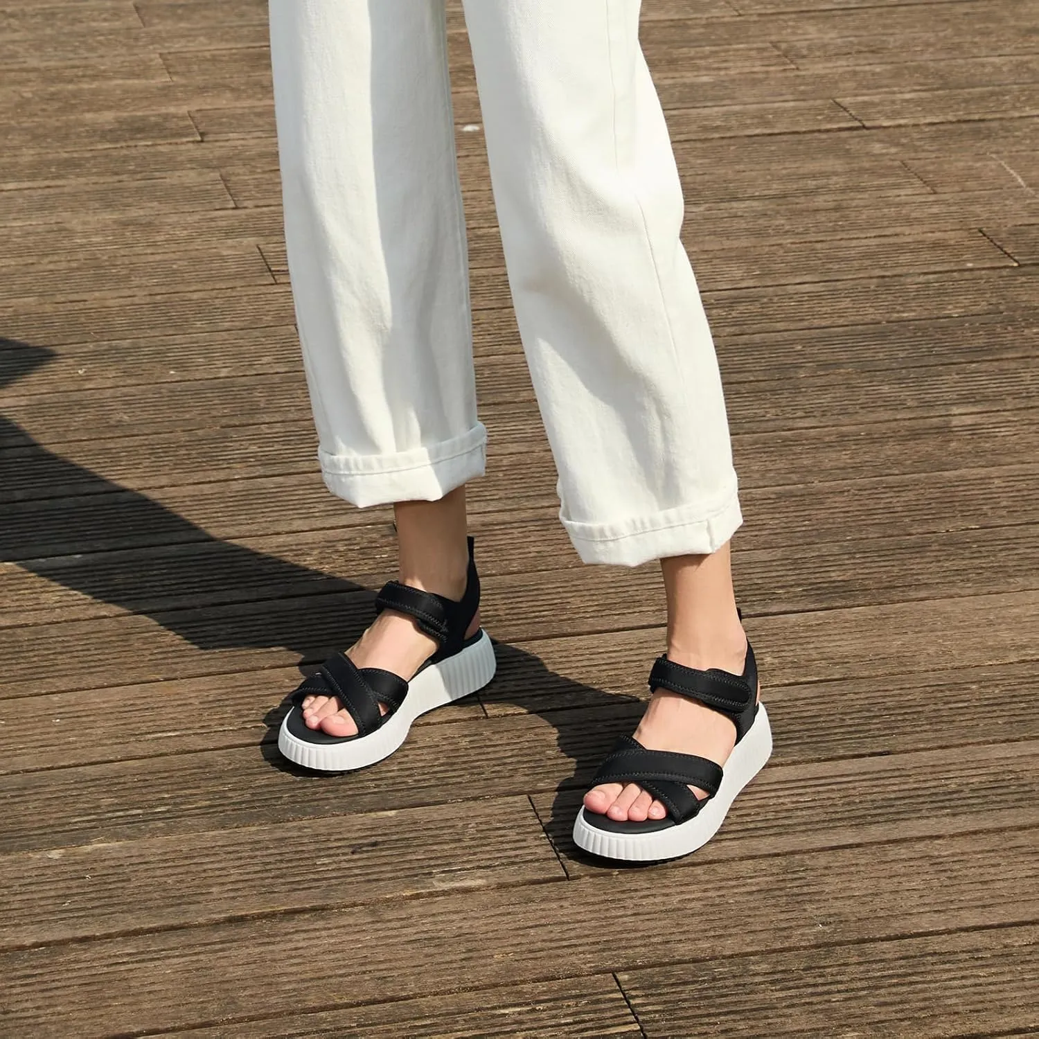 Rihero Women's Comfortable Platform Sport Sandals Open Toe Soft Adjustable Summer Beach Wedge Sandals