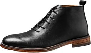 rismart Dress Stylish Boots Men Leather Ankle High Winter Shoes