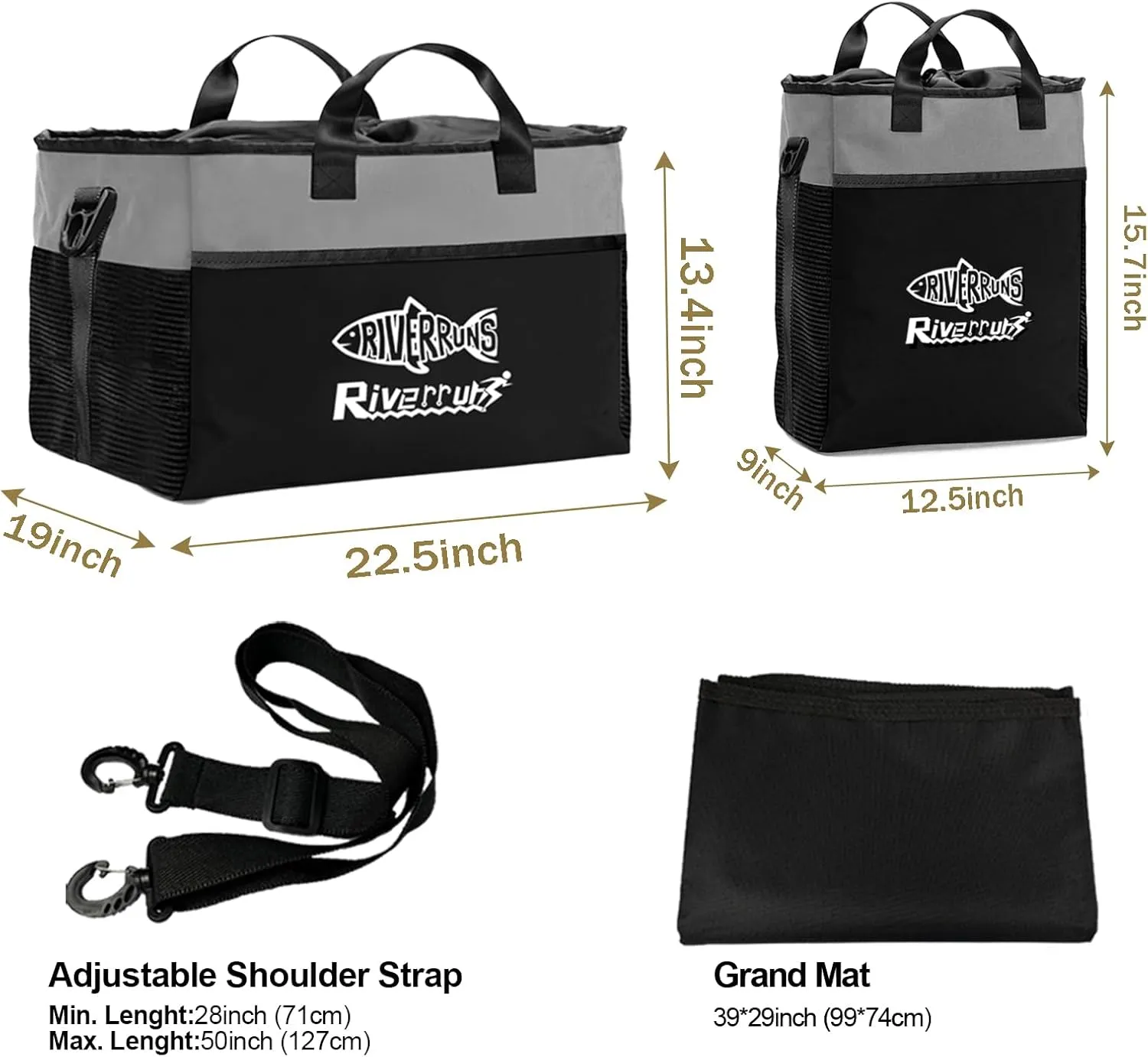 Riverruns Fishing Hunting Wader Bag with Vented Mesh, Waders Boots Bag, Fly Fishing Backpack for Fishing, Hiking, Camping