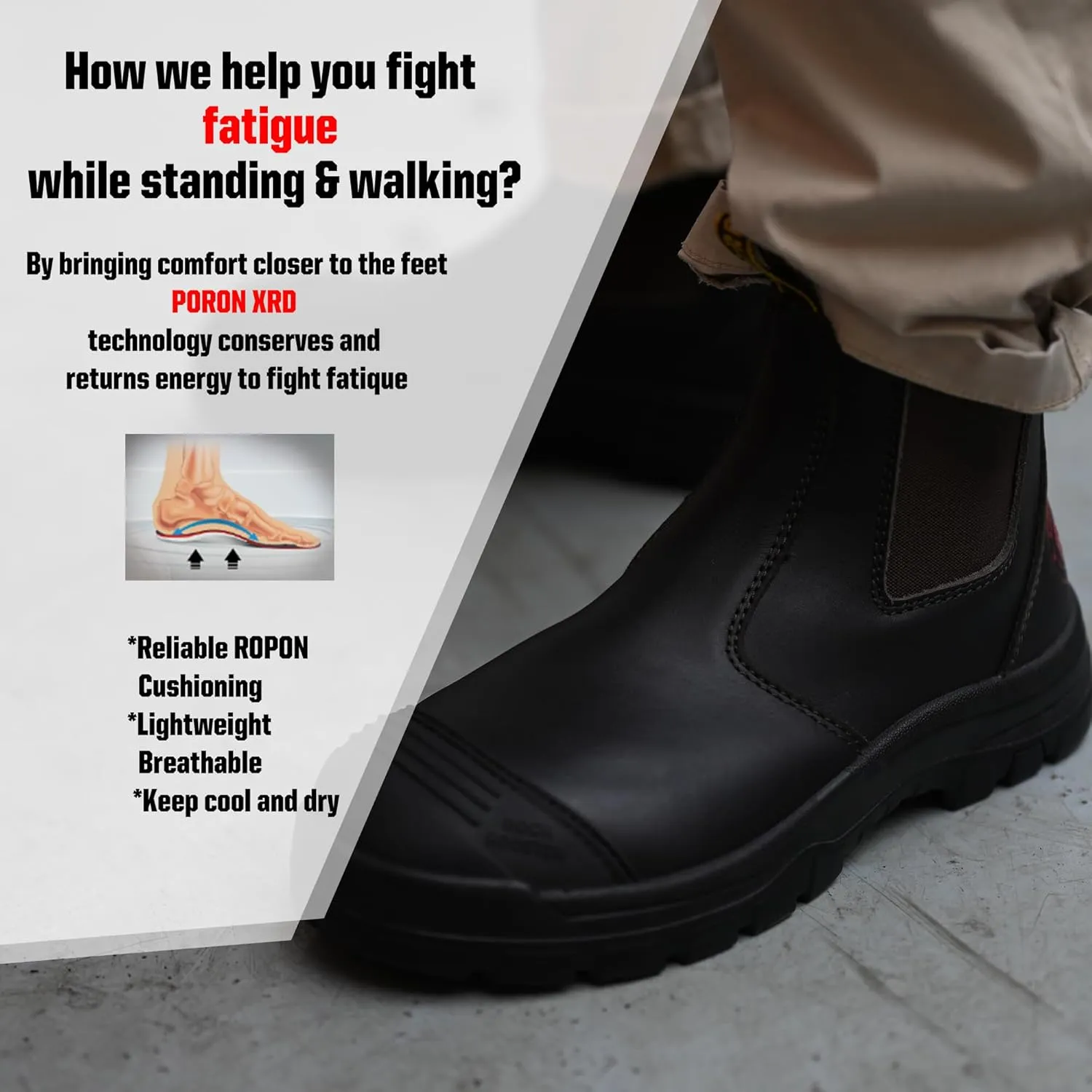 ROCKROOSTER Bakken - 6 inch Steel Toe Rubber Outsole Anti-fatigue Slip On Safety Work Boots for Men AK229 (Dark Brown)