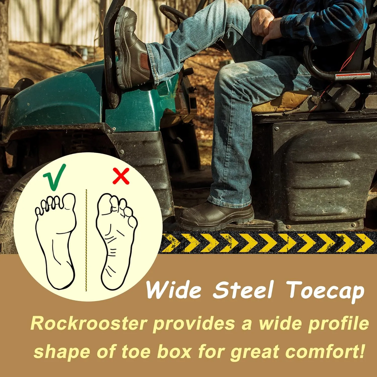 ROCKROOSTER Bakken Men's 6" Wide Slip On Work Boots, Steel Toe Static Dissipative Safety Chelsea Boots AK229 (Dark Brown)