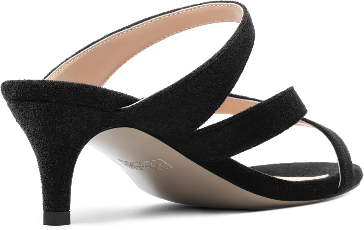 ROSERWISH Womens Slip On Party Suede Casual Fashion Open Toe Kitten Low Heel Heeled Sandals 2 Inch