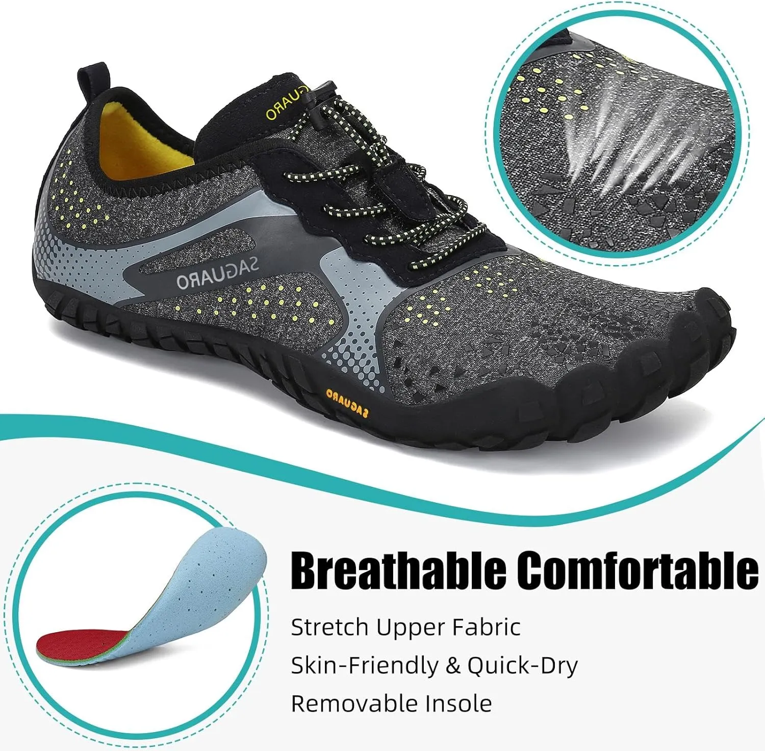 SAGUARO Womens Mens Barefoot Shoes Minimalist Trail Runner Wide Toe Box Zero Drop Outdoor Cross Training Shoe