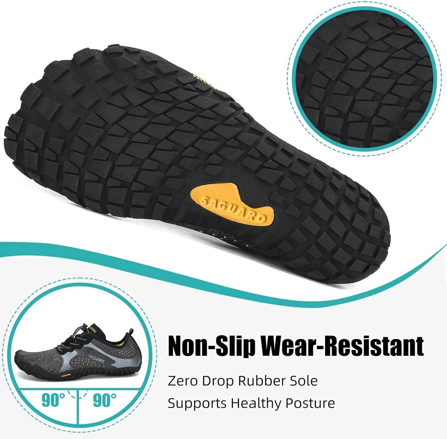 SAGUARO Womens Mens Barefoot Shoes Minimalist Trail Runner Wide Toe Box Zero Drop Outdoor Cross Training Shoe