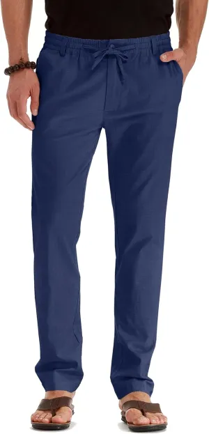 Sailwind Men's Drawstring Linen Pants Casual Summer Beach Loose Trousers