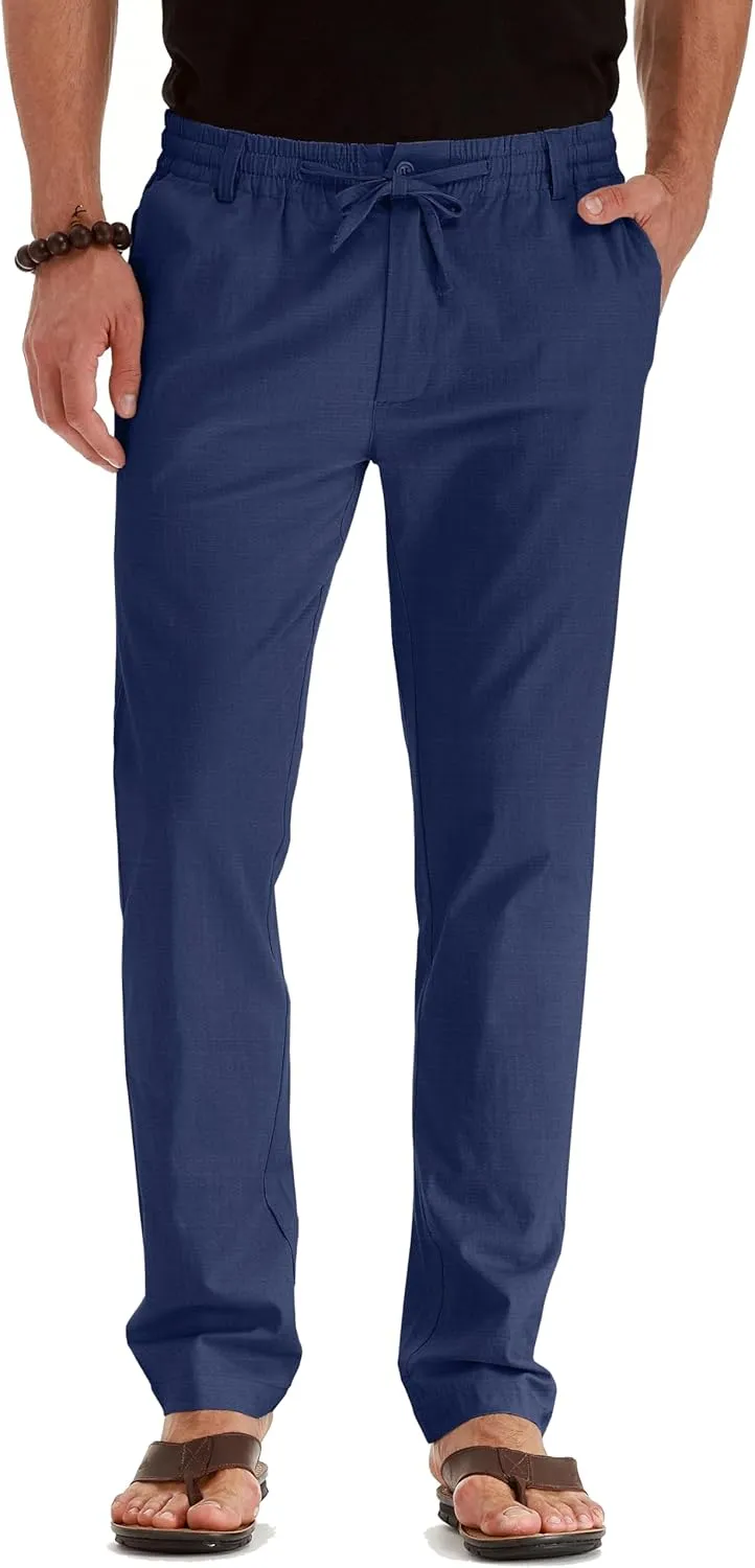 Sailwind Men's Drawstring Linen Pants Casual Summer Beach Loose Trousers