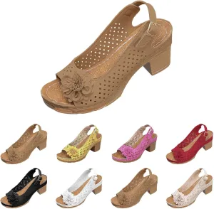 Sandals for Women 2025 Summer Casual Ankle Strap Hollow Out Platform Wedge Sandal Beach Chunky Block Heel Flower Sandal