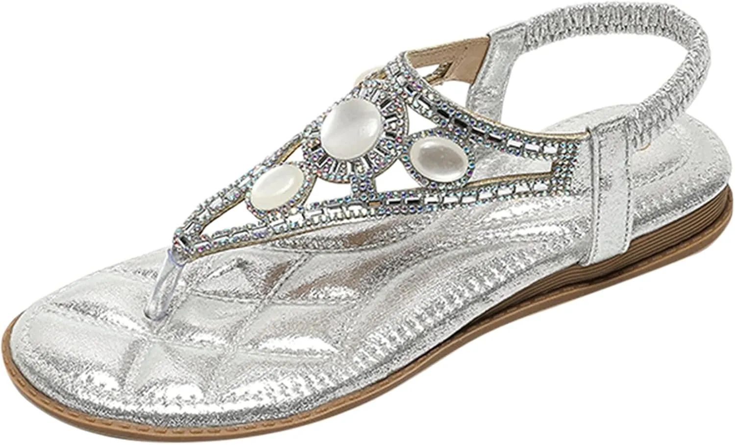 Sandals for Women Rhinestone Flip Flops Sandal Arch Support Sandals Casual Summer Thong Sparkly Beach Wedding Shoes