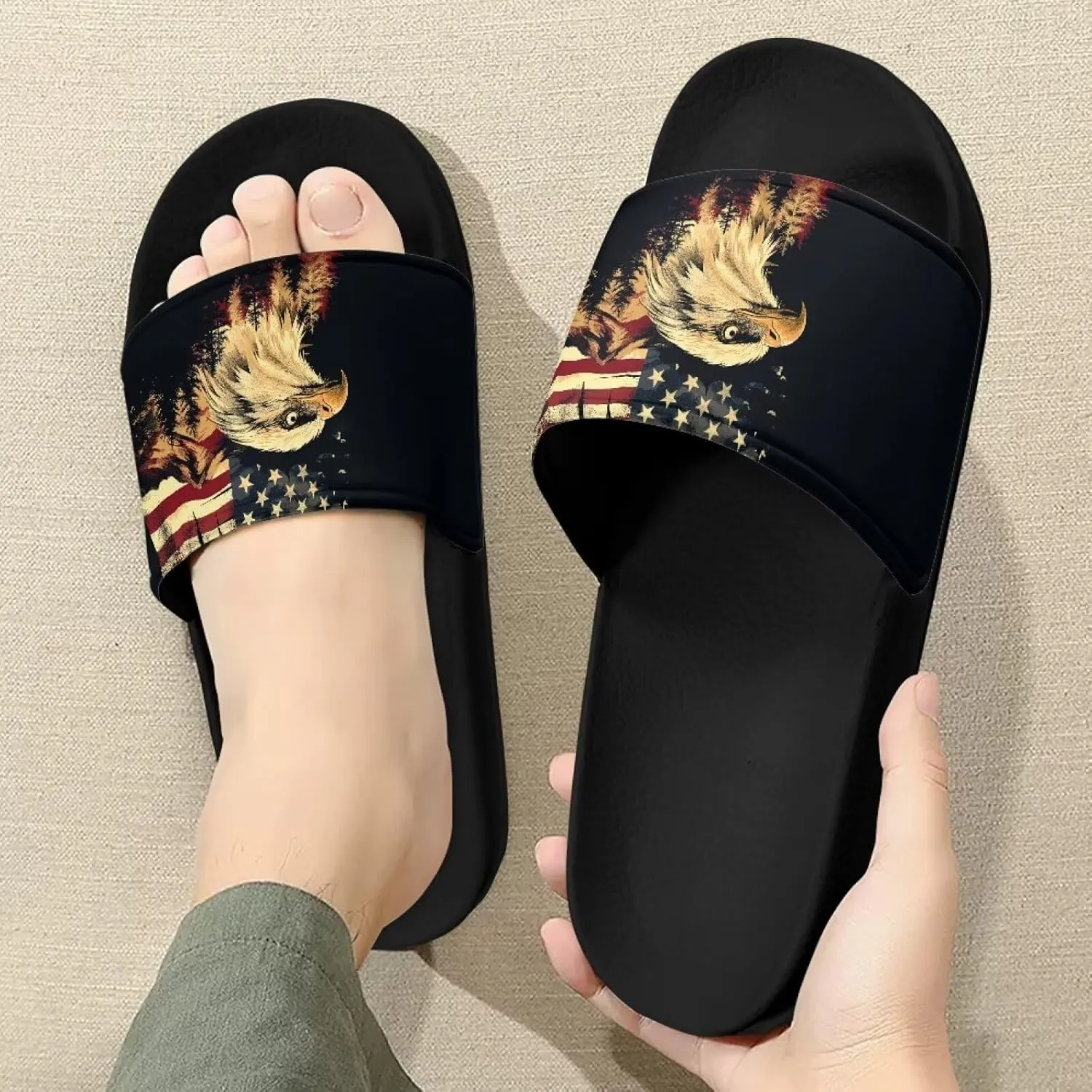 Sandals Slides for Men Cool Summer Slippers Casual Beach Slides Non Slip Bathroom Slide Shoes