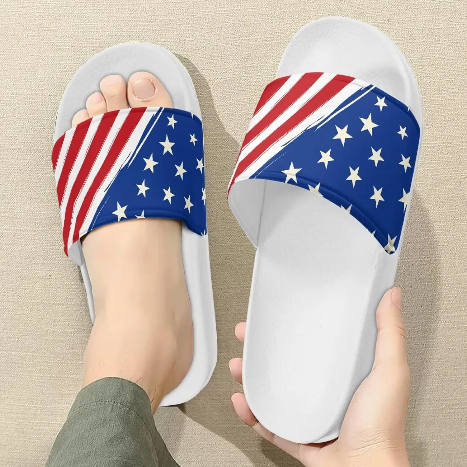 Sandals Slides for Women Non Slip Slippers Lightweight Casual Peep Toe White Sole Summer Shoes Beach Slides