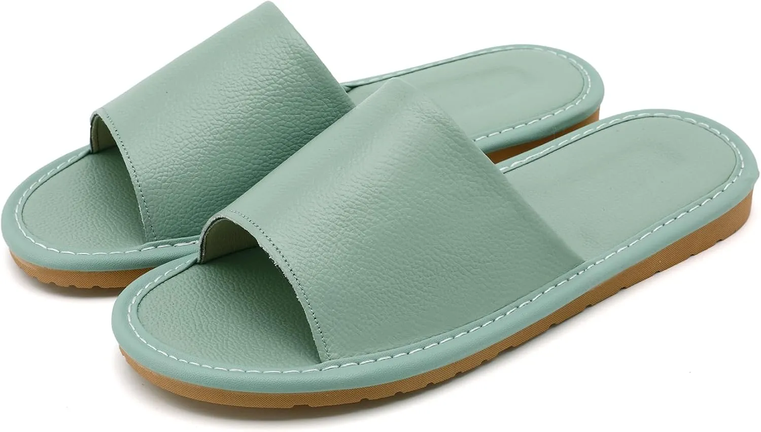 Sandals Women Men, Genuine Leather Slippers, House Slippers for Women Indoor Outdoor, Unisex Soft Flat Sandals