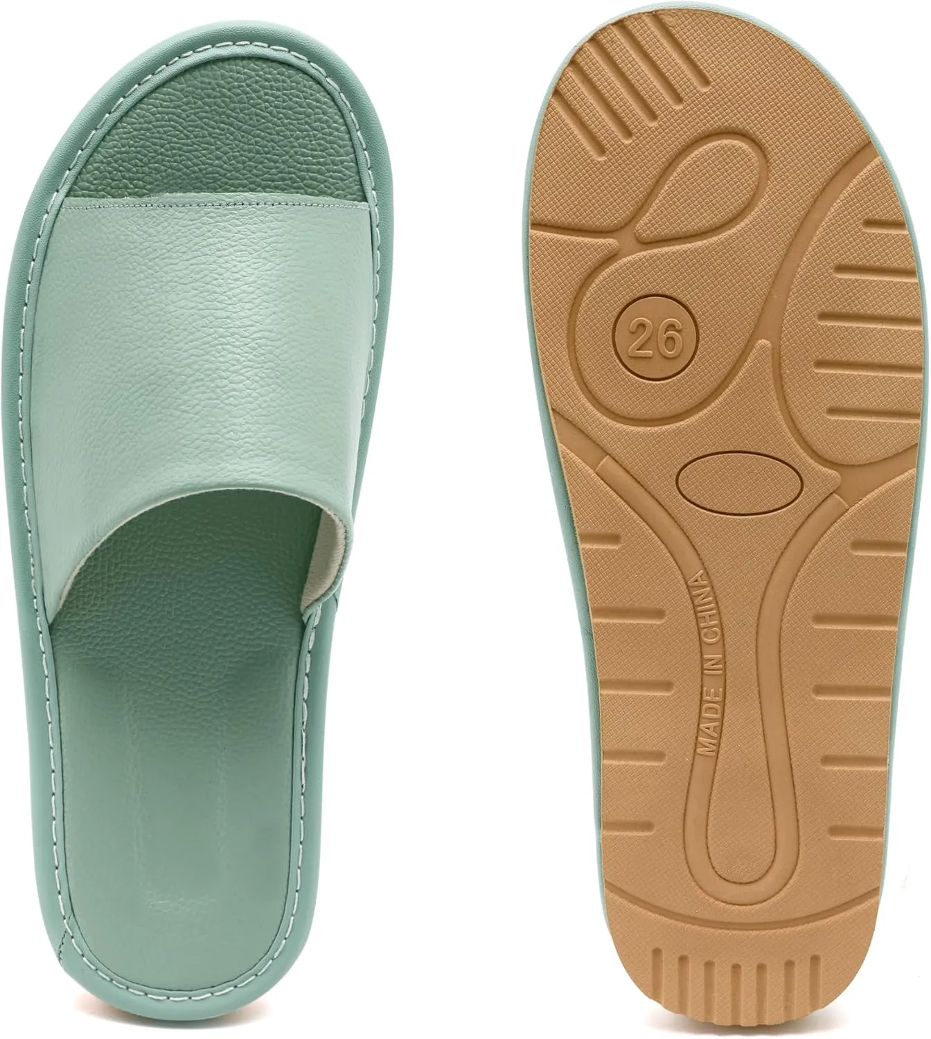 Sandals Women Men, Genuine Leather Slippers, House Slippers for Women Indoor Outdoor, Unisex Soft Flat Sandals