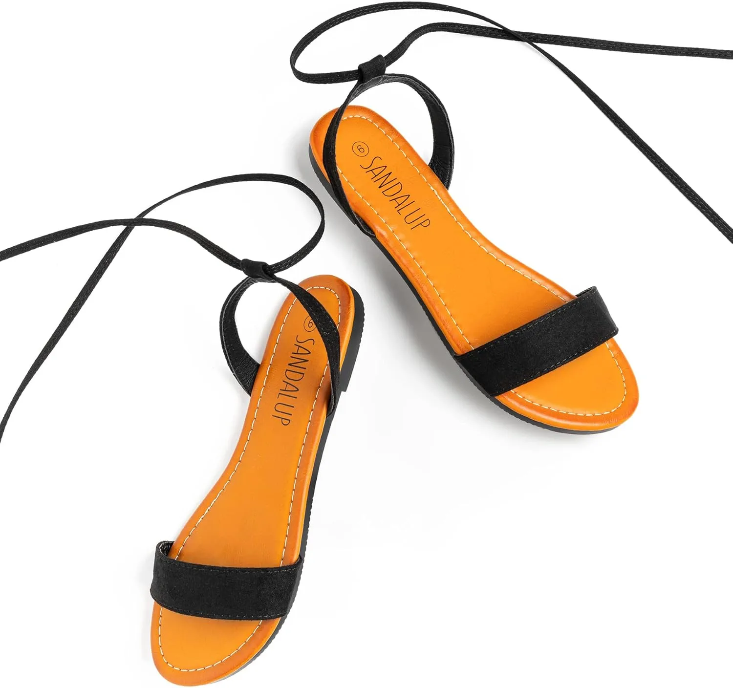 SANDALUP Womens Sandals Dressy Strappy Summer Cute Tie Up Ankle Strap flat sandals for women