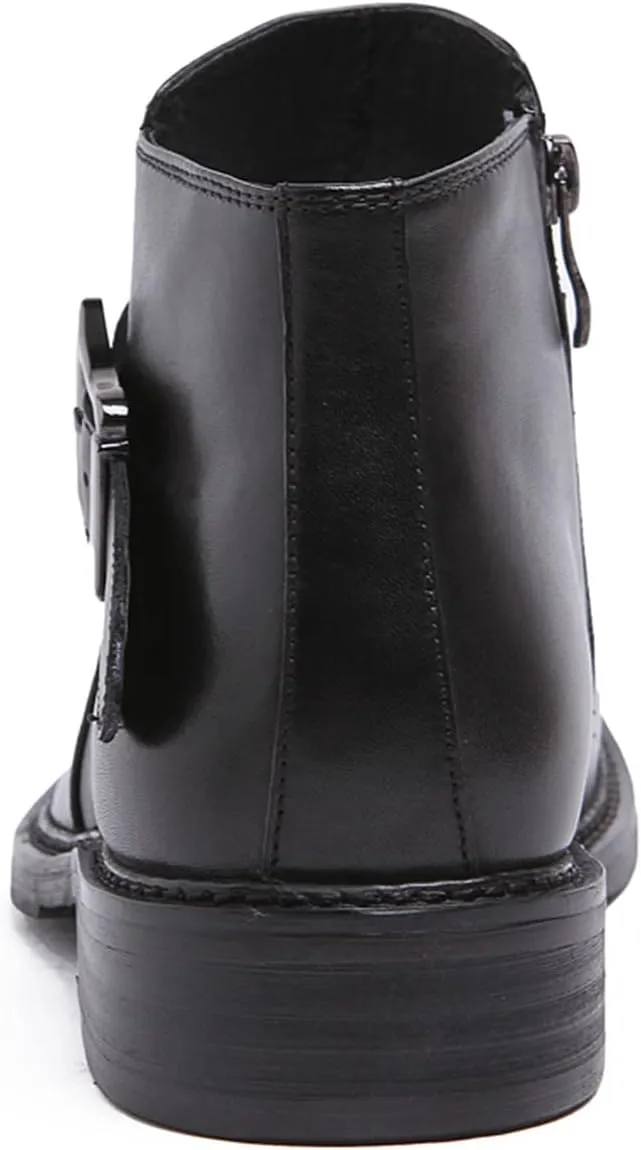 Santimon Mens Chelsea Boos Dress Casual Genuine Leather Zipper Ankle Boots Wedding Prom Tuxedo Business Buckle Monk Strap Chukka Boots