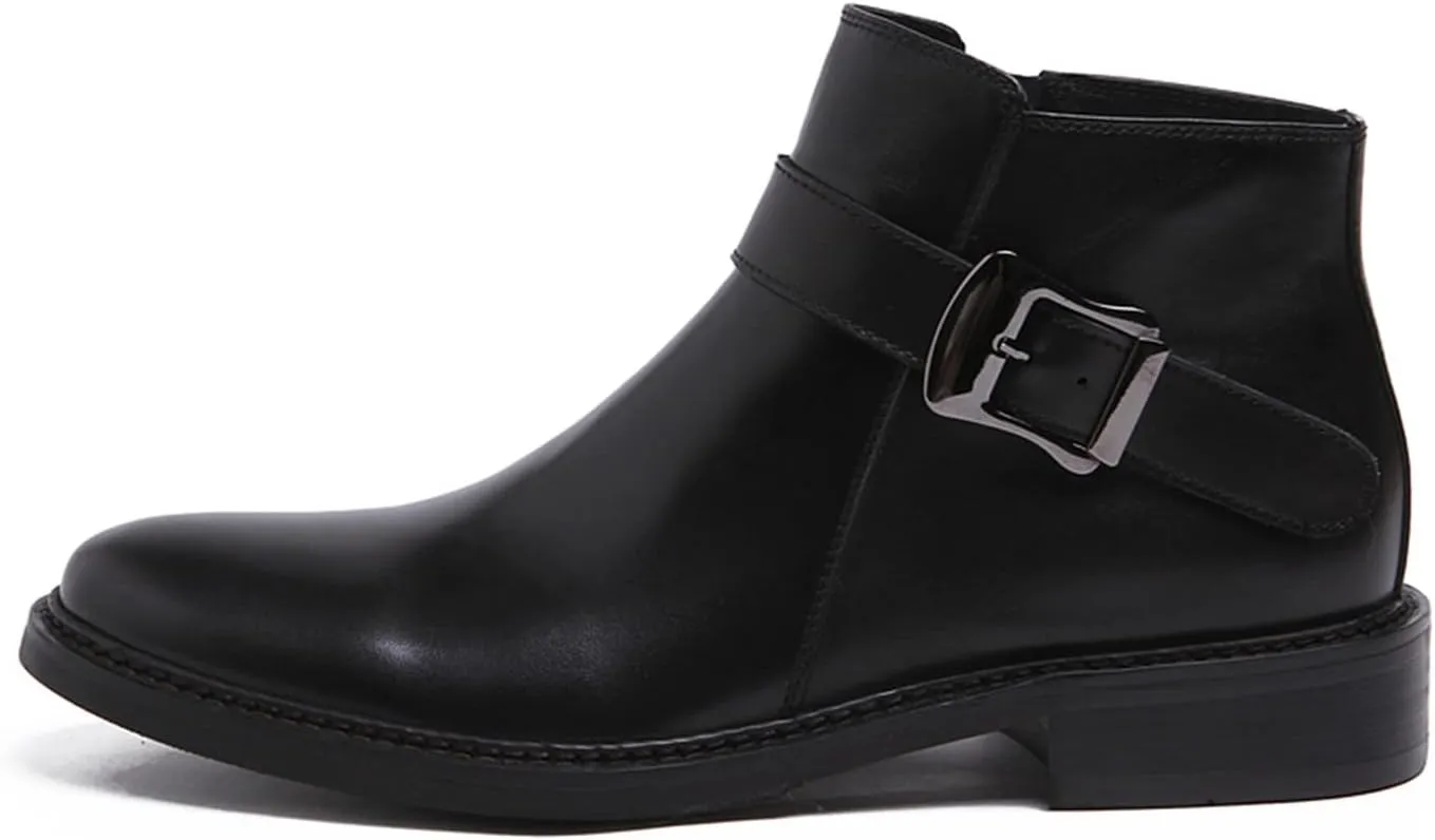 Santimon Mens Chelsea Boos Dress Casual Genuine Leather Zipper Ankle Boots Wedding Prom Tuxedo Business Buckle Monk Strap Chukka Boots