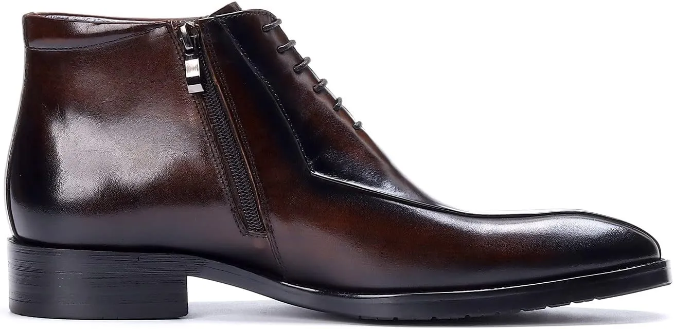 Santimon Oxfords Boots for Men Formal Dress Genuine Leather Plain Toe Ankle Boots Mens Fashion Business Casual Wedding Prom Tuxedo Comfortable Western Lace Up Boots