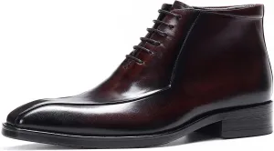 Santimon Oxfords Boots for Men Formal Dress Genuine Leather Plain Toe Ankle Boots Mens Fashion Business Casual Wedding Prom Tuxedo Comfortable Western Lace Up Boots