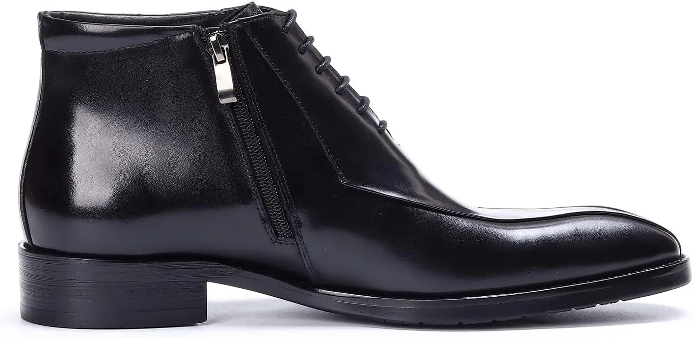 Santimon Oxfords Boots for Men Formal Dress Genuine Leather Plain Toe Ankle Boots Mens Fashion Business Casual Wedding Prom Tuxedo Comfortable Western Lace Up Boots