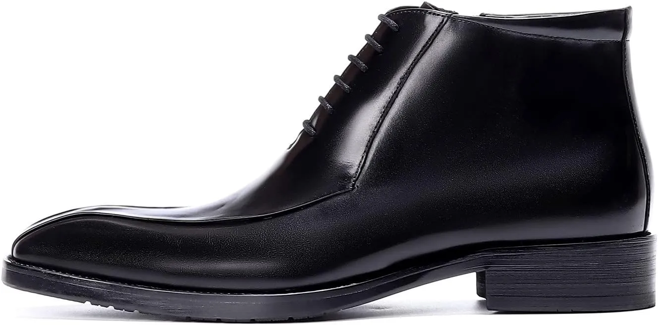 Santimon Oxfords Boots for Men Formal Dress Genuine Leather Plain Toe Ankle Boots Mens Fashion Business Casual Wedding Prom Tuxedo Comfortable Western Lace Up Boots