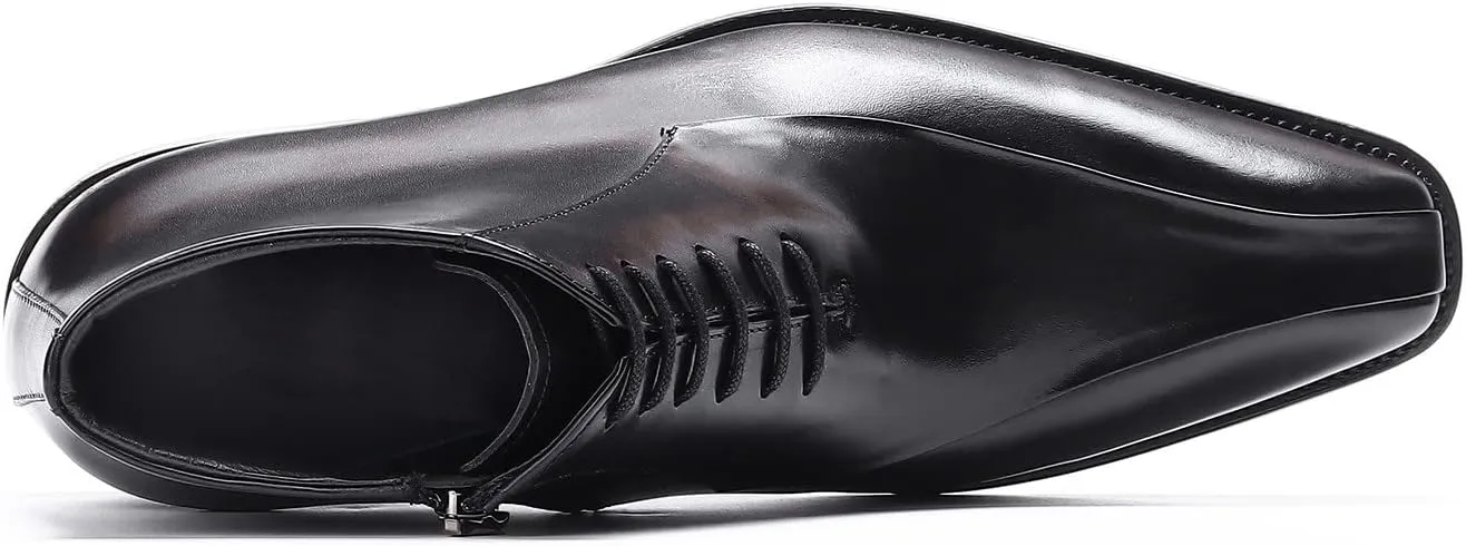 Santimon Oxfords Boots for Men Formal Dress Genuine Leather Plain Toe Ankle Boots Mens Fashion Business Casual Wedding Prom Tuxedo Comfortable Western Lace Up Boots