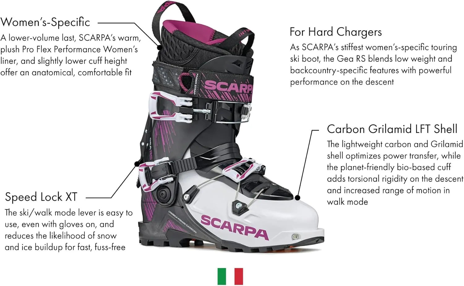 SCARPA Women's GEA RS 120 Flex Alpine Touring Ski Boots for Backcountry & Downhill Skiing