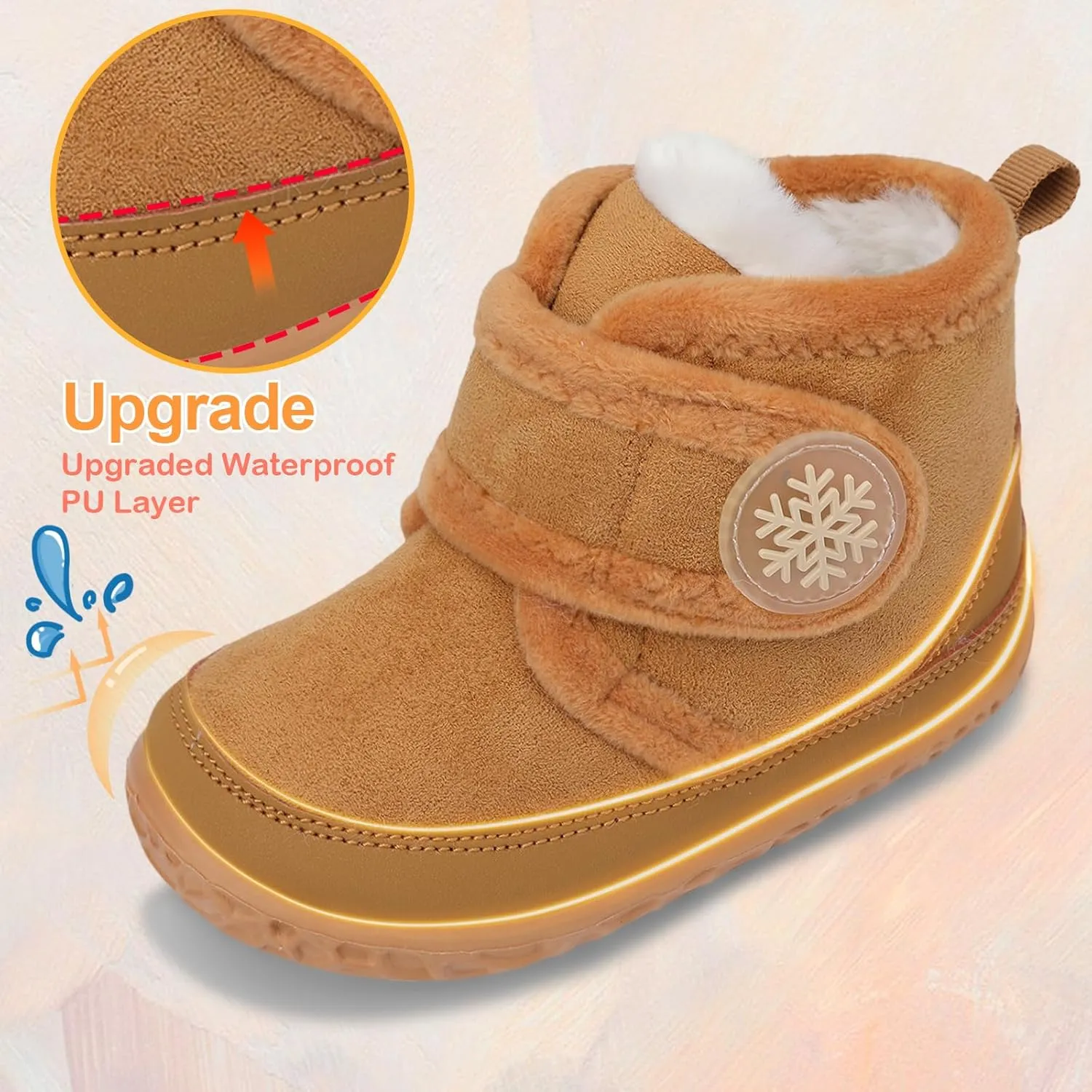 Scurtain Toddler Slippers Girl Boy House Shoes Fuzzy Hard Bottom Winter Boots Baby Cozy Walking Sock Shoes