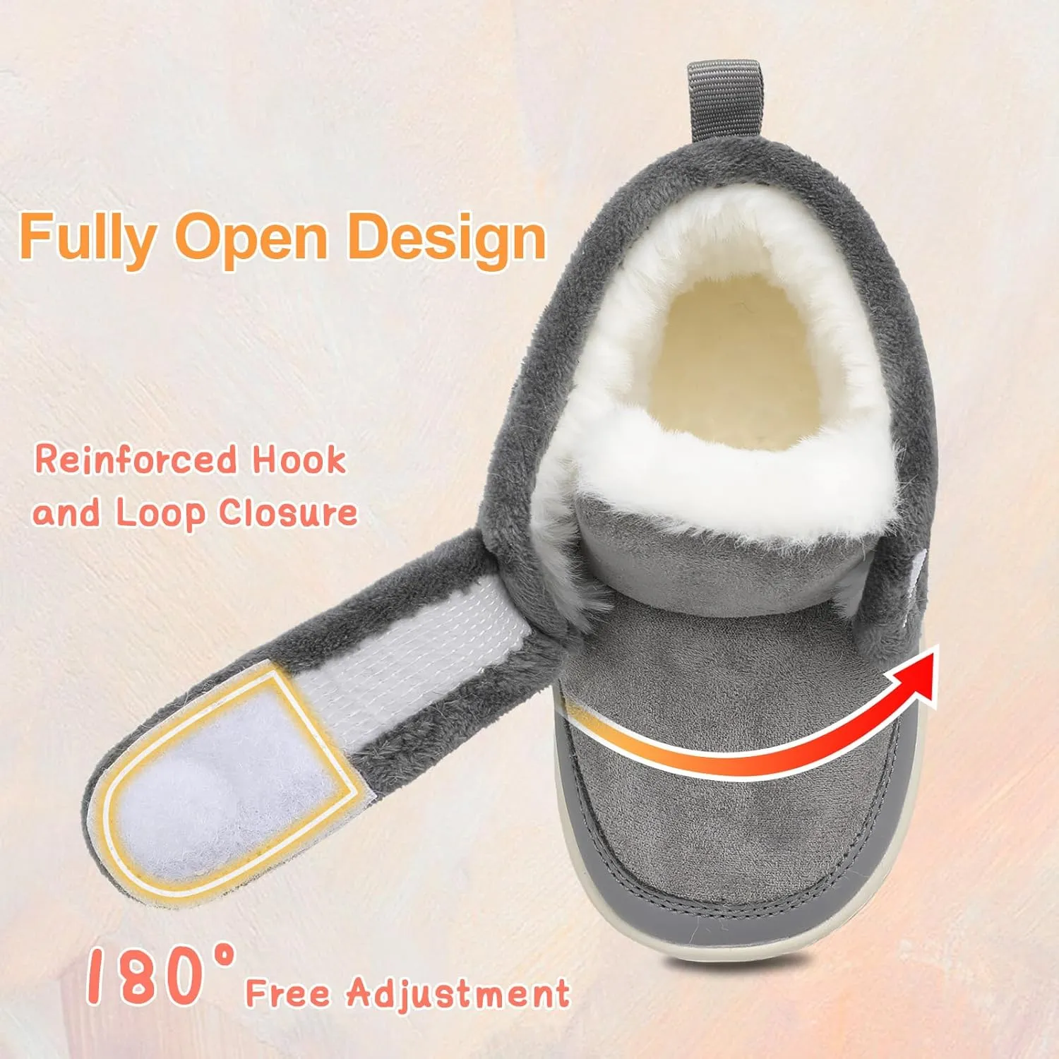 Scurtain Toddler Slippers Girl Boy House Shoes Fuzzy Hard Bottom Winter Boots Baby Cozy Walking Sock Shoes