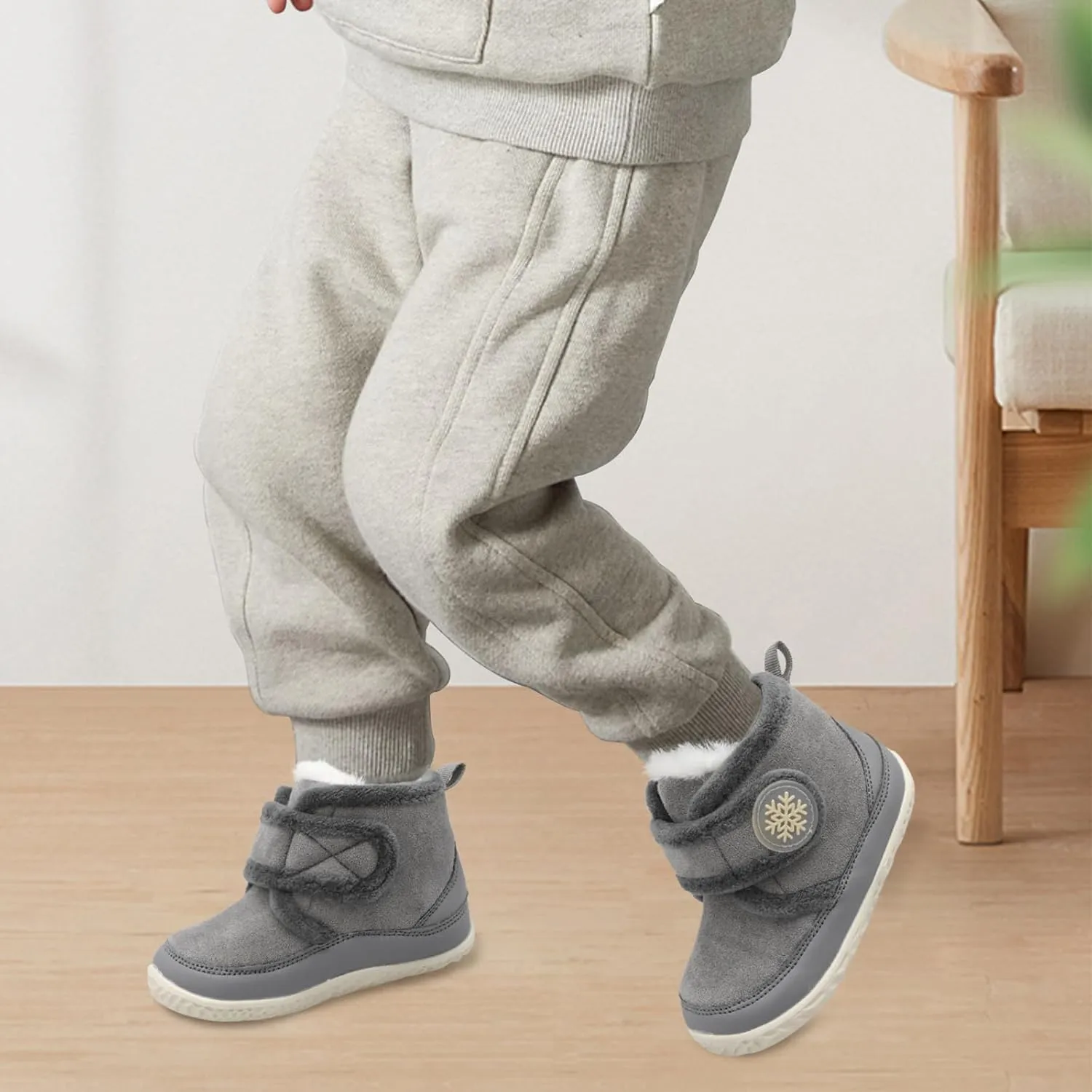 Scurtain Toddler Slippers Girl Boy House Shoes Fuzzy Hard Bottom Winter Boots Baby Cozy Walking Sock Shoes