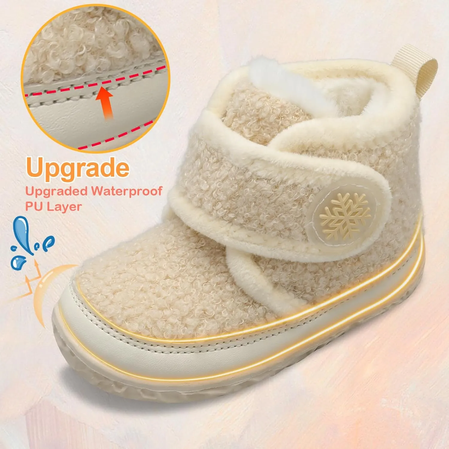 Scurtain Toddler Slippers Girl Boy House Shoes Fuzzy Hard Bottom Winter Boots Baby Cozy Walking Sock Shoes