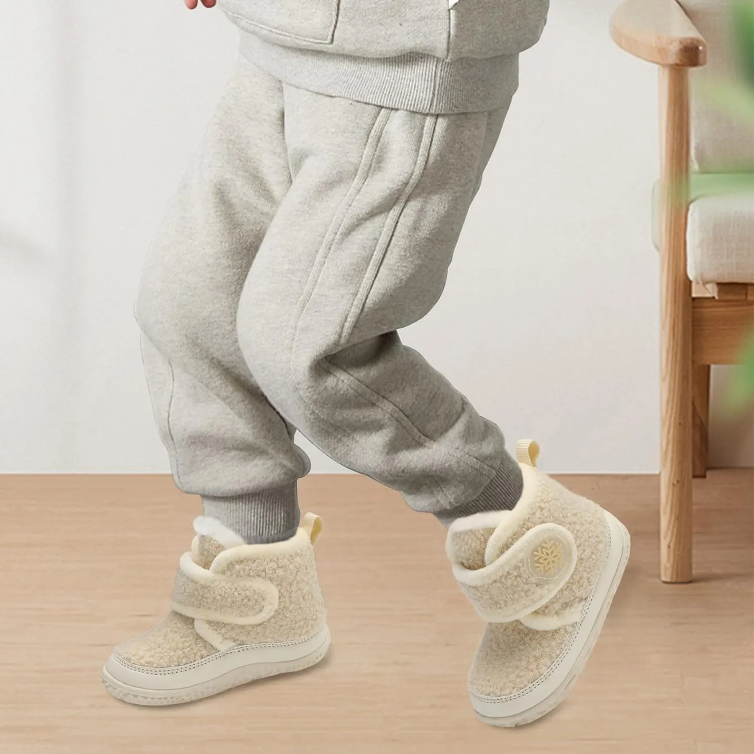 Scurtain Toddler Slippers Girl Boy House Shoes Fuzzy Hard Bottom Winter Boots Baby Cozy Walking Sock Shoes