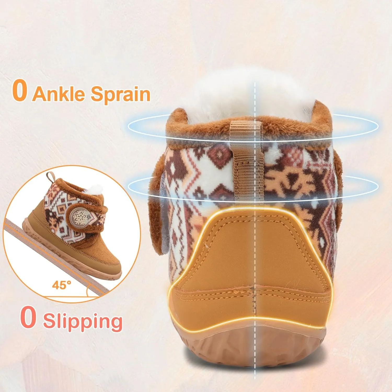 Scurtain Toddler Slippers Girl Boy House Shoes Fuzzy Hard Bottom Winter Boots Baby Cozy Walking Sock Shoes