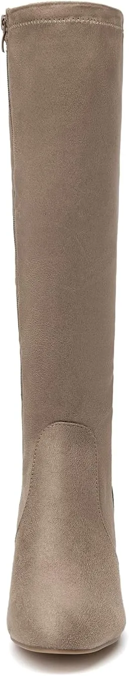 SelenePair Women's Knee High Boots Chunky Block Heel Round Toe Side Zipper Fashion Dress Winter Shoes