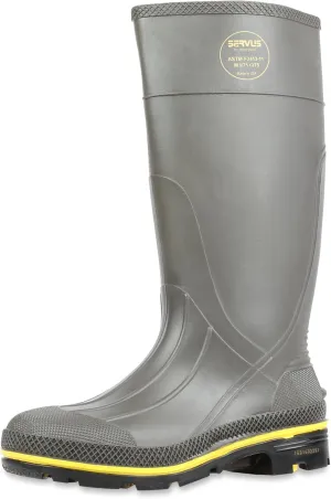 Servus Pro 15" PVC Chemical-Resistant Steel Toe Men's Work Boots, Gray, Yellow & Black (75101), 8