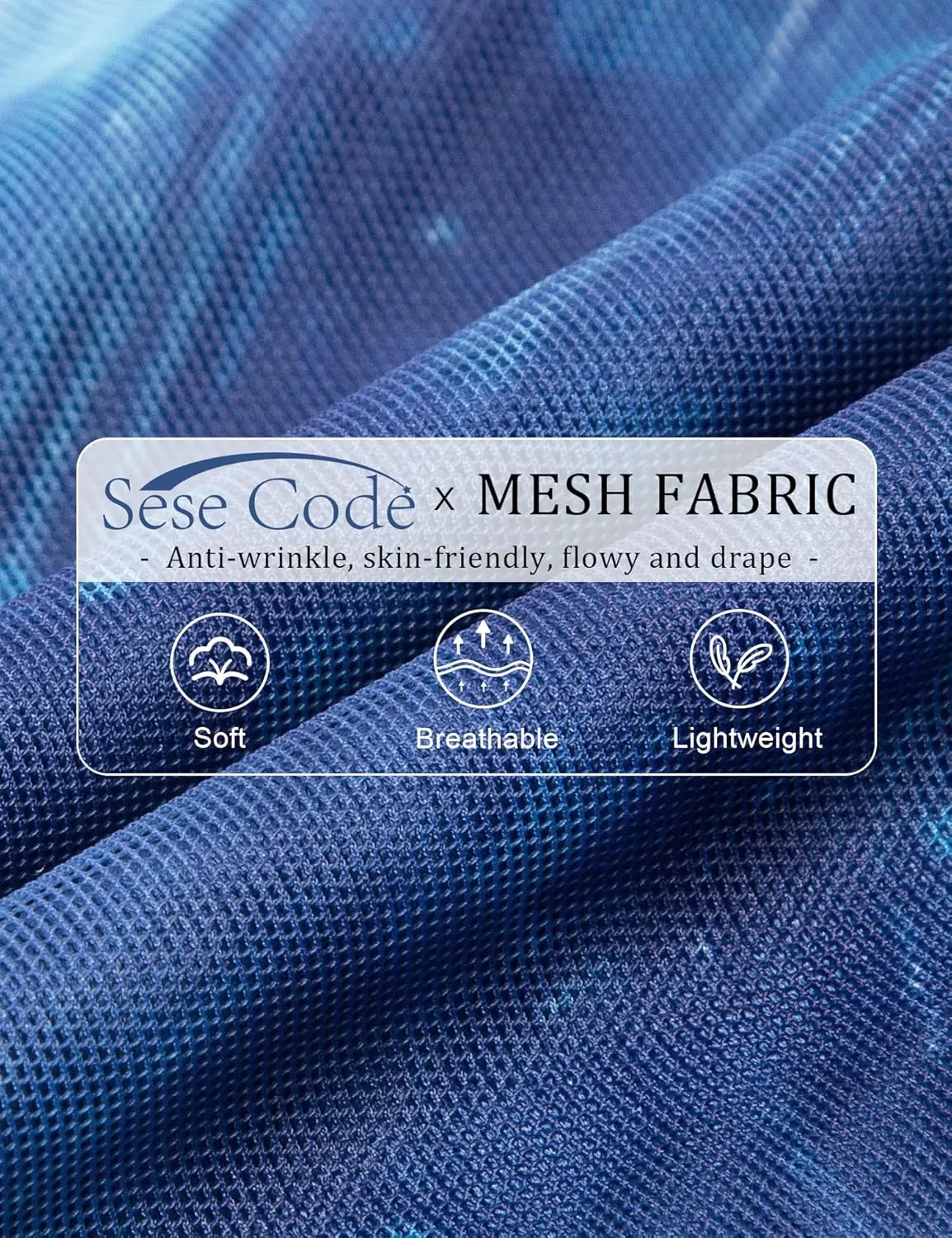 SeSe Code Womens Ruffle 3/4 Sleeve Mesh Blouses Loose Flowy Tops Stretchy Shirts