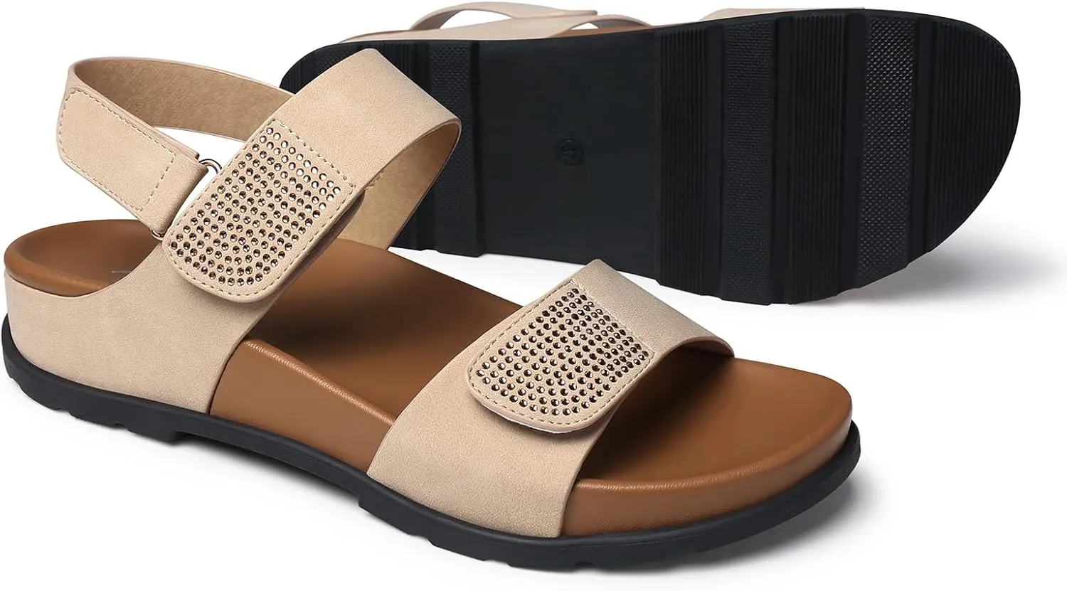 SHIBEVER Flat Sandals for Women Dressy: Summer Arch Support Comfortable Slip On Slide Sandal