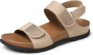 SHIBEVER Flat Sandals for Women Dressy: Summer Arch Support Comfortable Slip On Slide Sandal